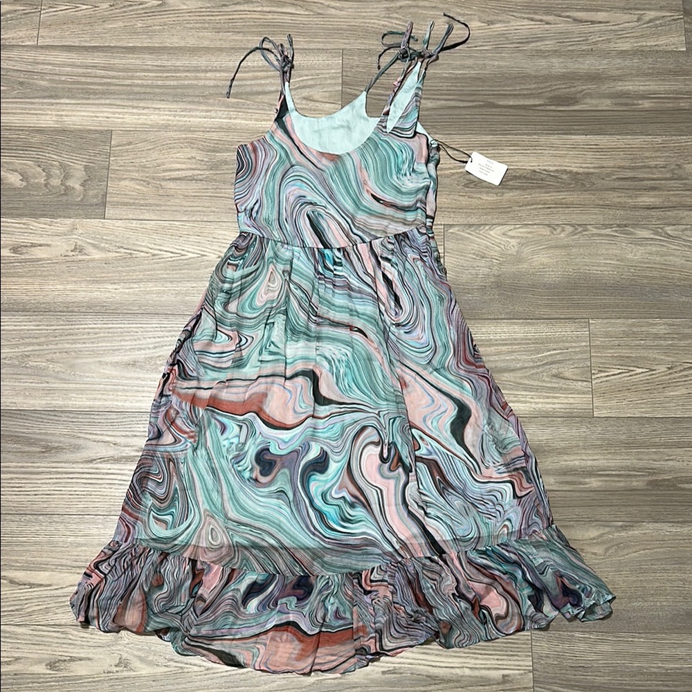 Rays for Days - S - Gisele Dress - Gia Marble Chiffon - Sleeveless Twirl Dress